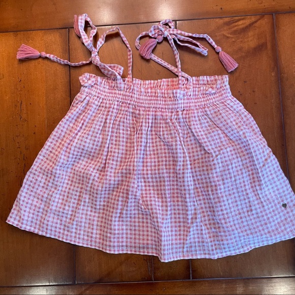 Brownie Spain Red Gingham Tied Tank Top - Picture 1 of 6